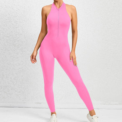 Women's Sleeveless Fitness Jumpsuit - Stretch Shapewear with Tummy Control and Lift Fit