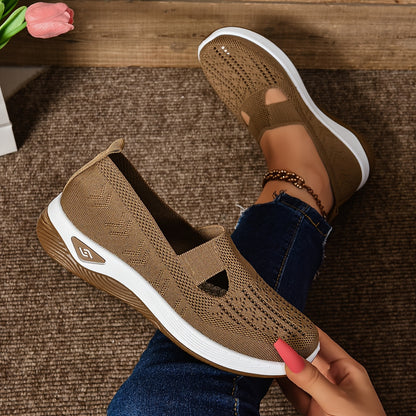 Women's Slip-On Sneakers - Breathable Knit Upper - Cushioned Sole for All-Day Comfort