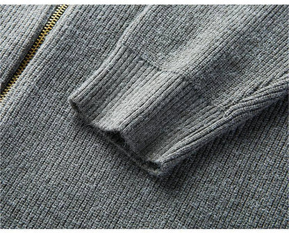 Women's zipper jacquard sweater cardigan jacket