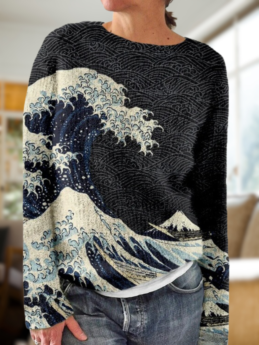 Eveline - elegant sweater with wave print