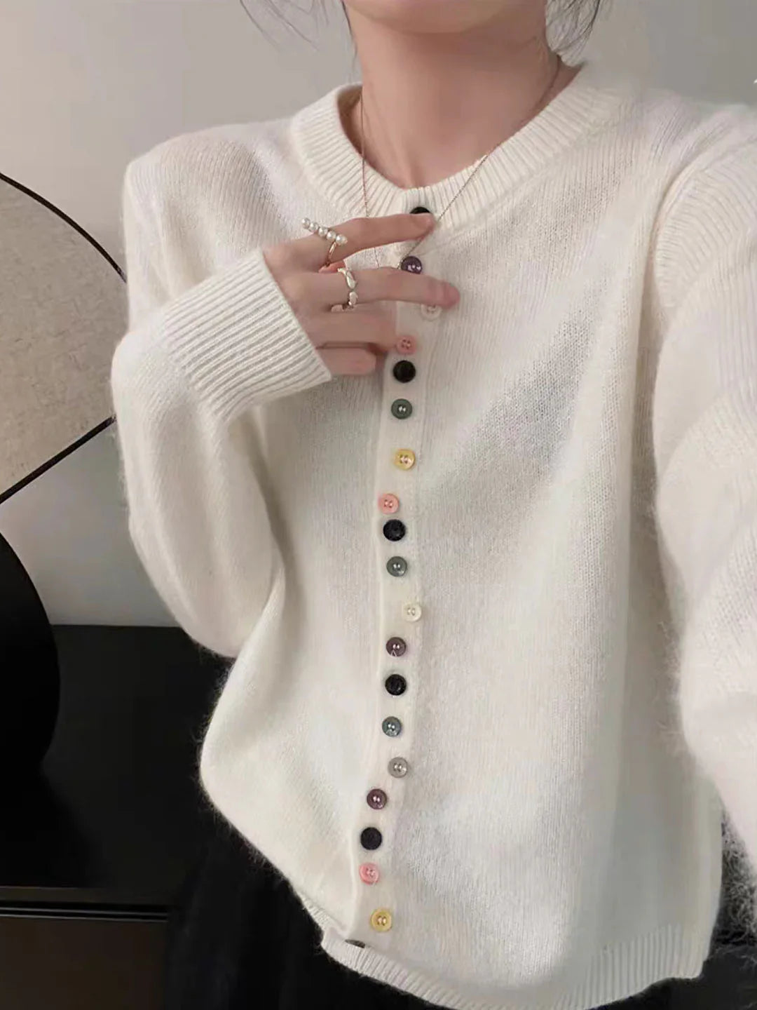 Women's crew neck cardigan