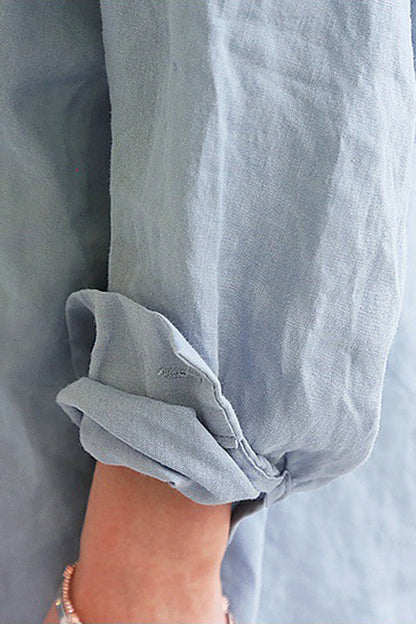 Women's Oversized Button-Down Shirt - Long Sleeve - Relaxed Fit - Mid-Thigh Length