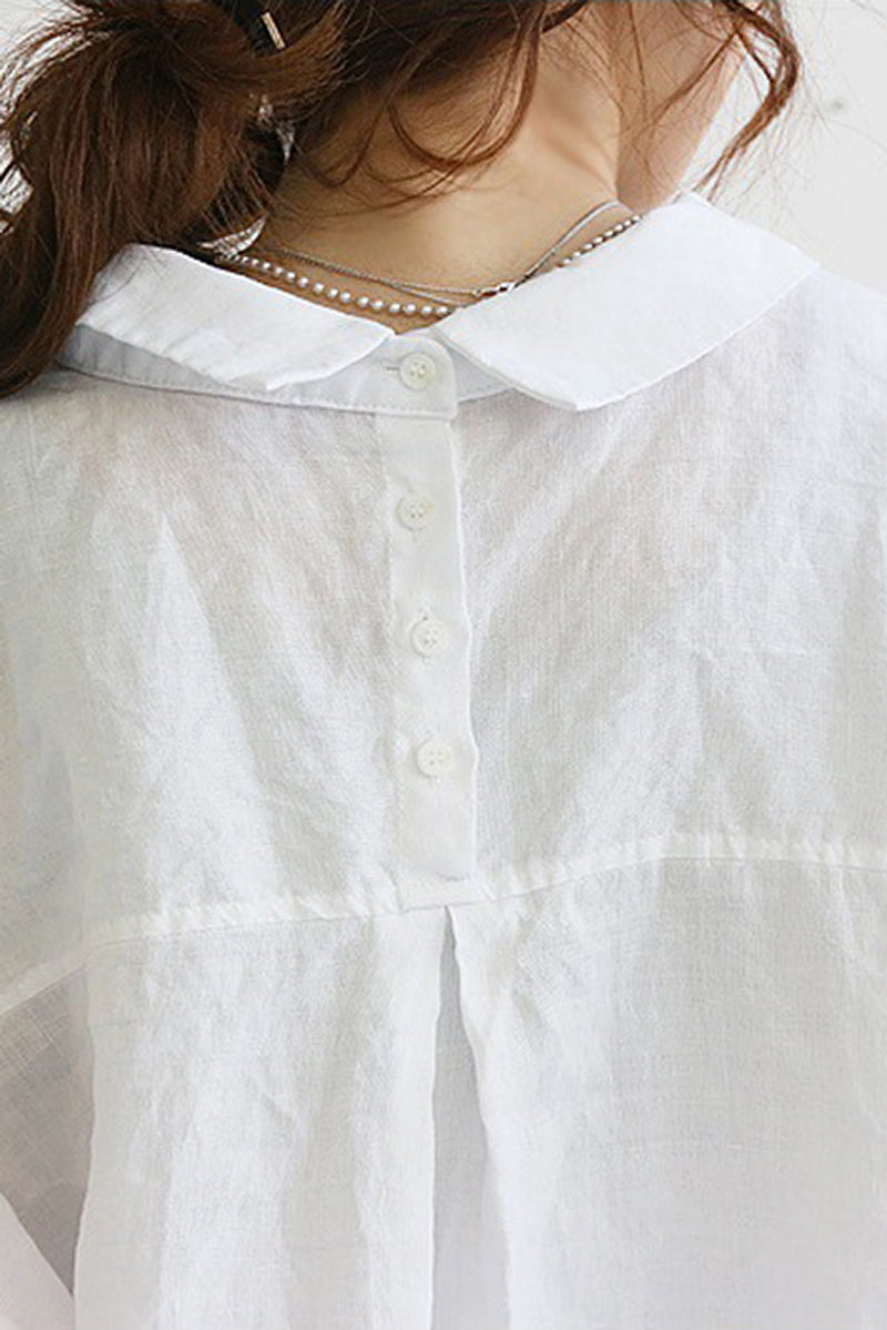 Women's Oversized Button-Down Shirt - Long Sleeve - Relaxed Fit - Mid-Thigh Length
