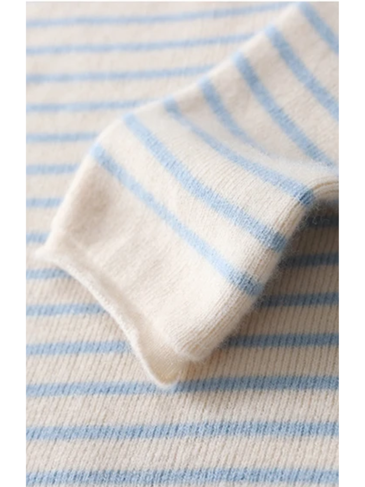Women's V-Neck Sweater - Soft Knit - Fitted Long Sleeve - Striped Casual Wear