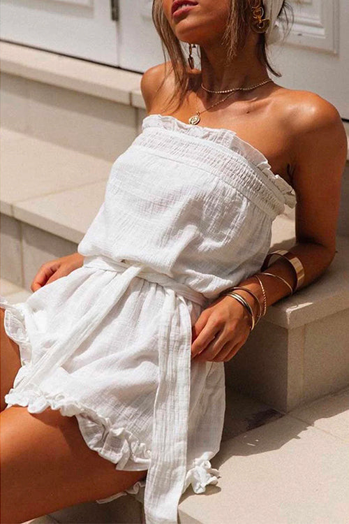 Lightweight Ruffled Tie Waist Romper