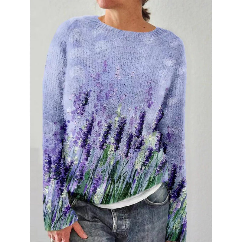 Women's colorful sweater with floral print