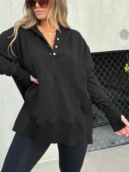 Women's casual plain long slave hoodie