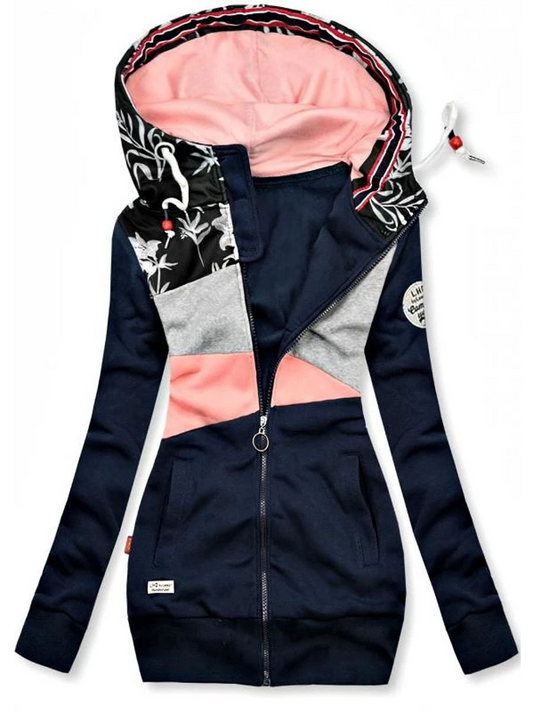 Zipper Hooded Long Sleeve Jacket
