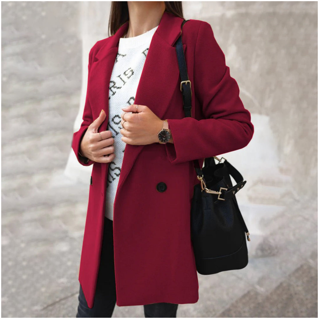 Elegant women's lapel one-button midi blazer