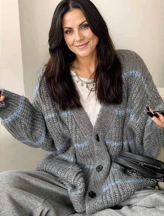 Striped Oversized Retro Cardigan
