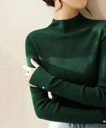 Women's classic green knitted sweater