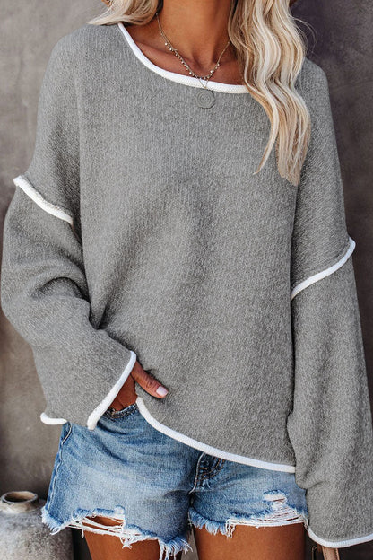 Women's oversized batwing sleeve knit sweater