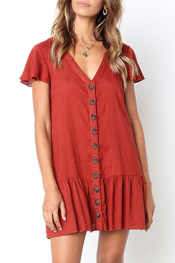 Agnes - casual loose dress with v-neck