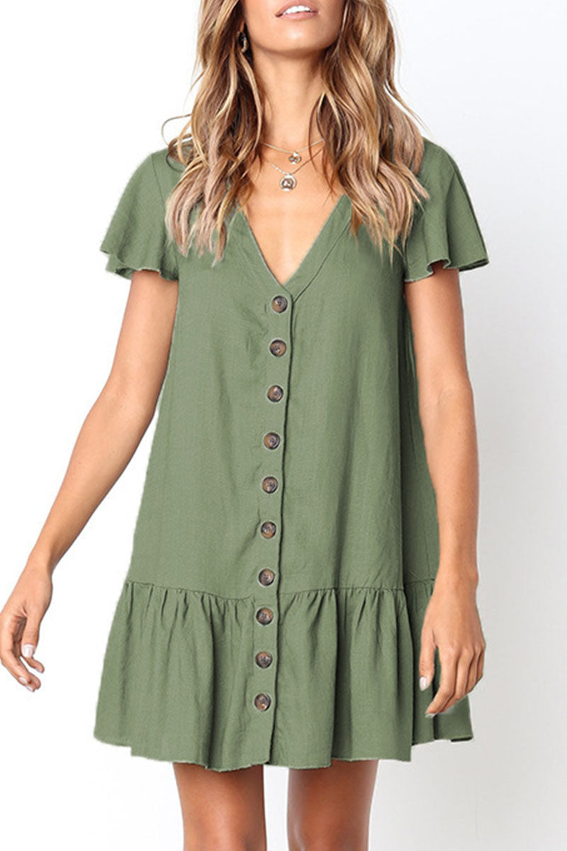 Agnes - casual loose dress with v-neck