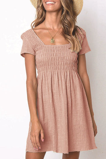 Sandra - square collar pleated dress