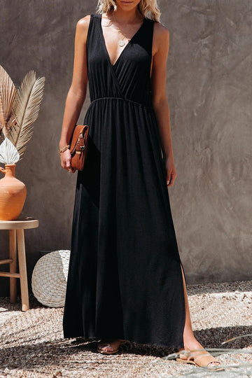 Kaye - slit v-neck a line maxi dress