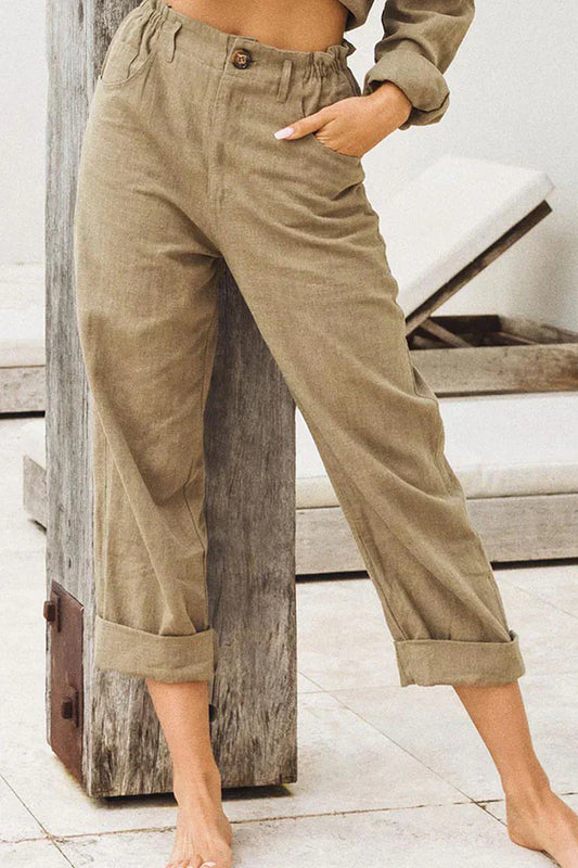 Lightweight Linen Blend Relaxed Fit Trousers