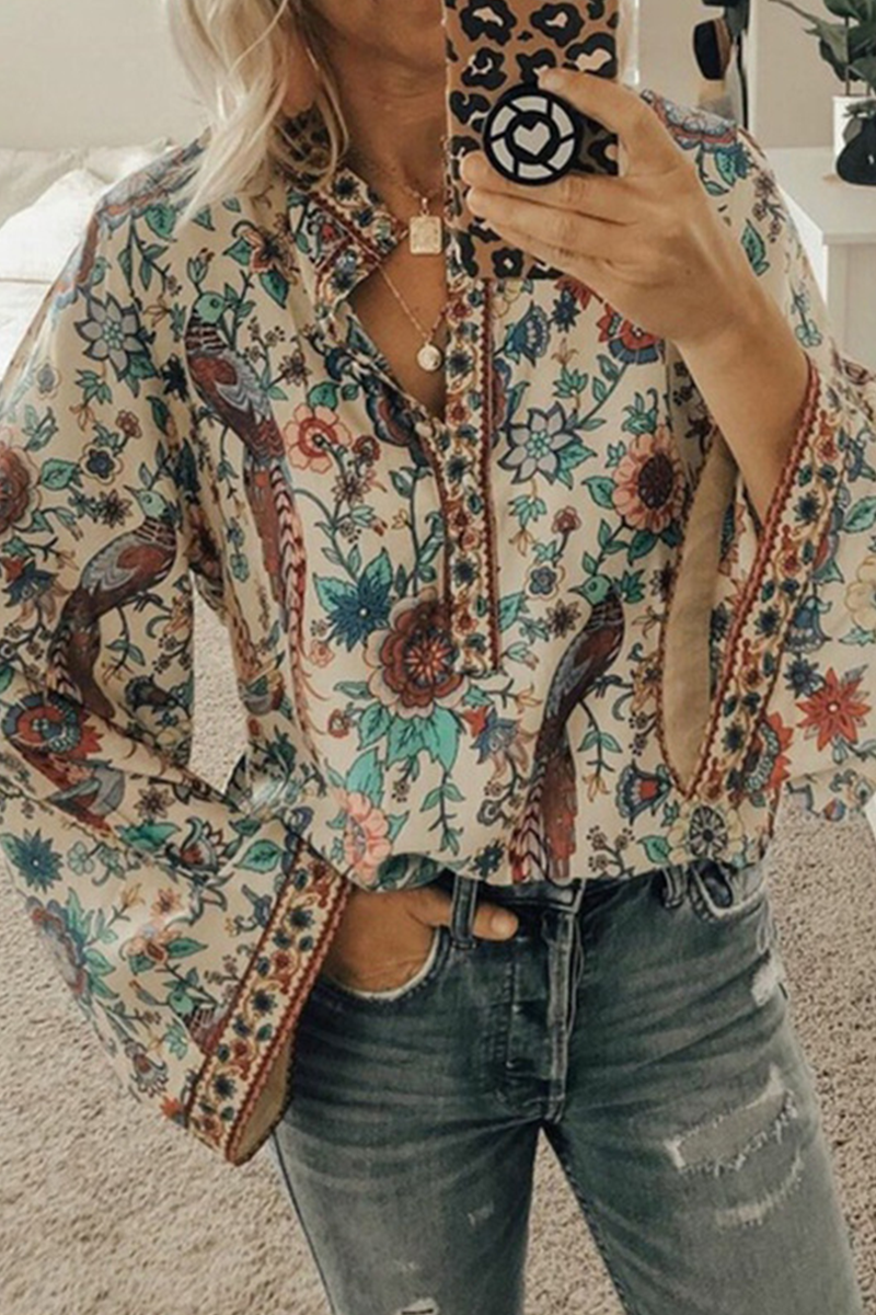 Riza - printed loose casual shirt