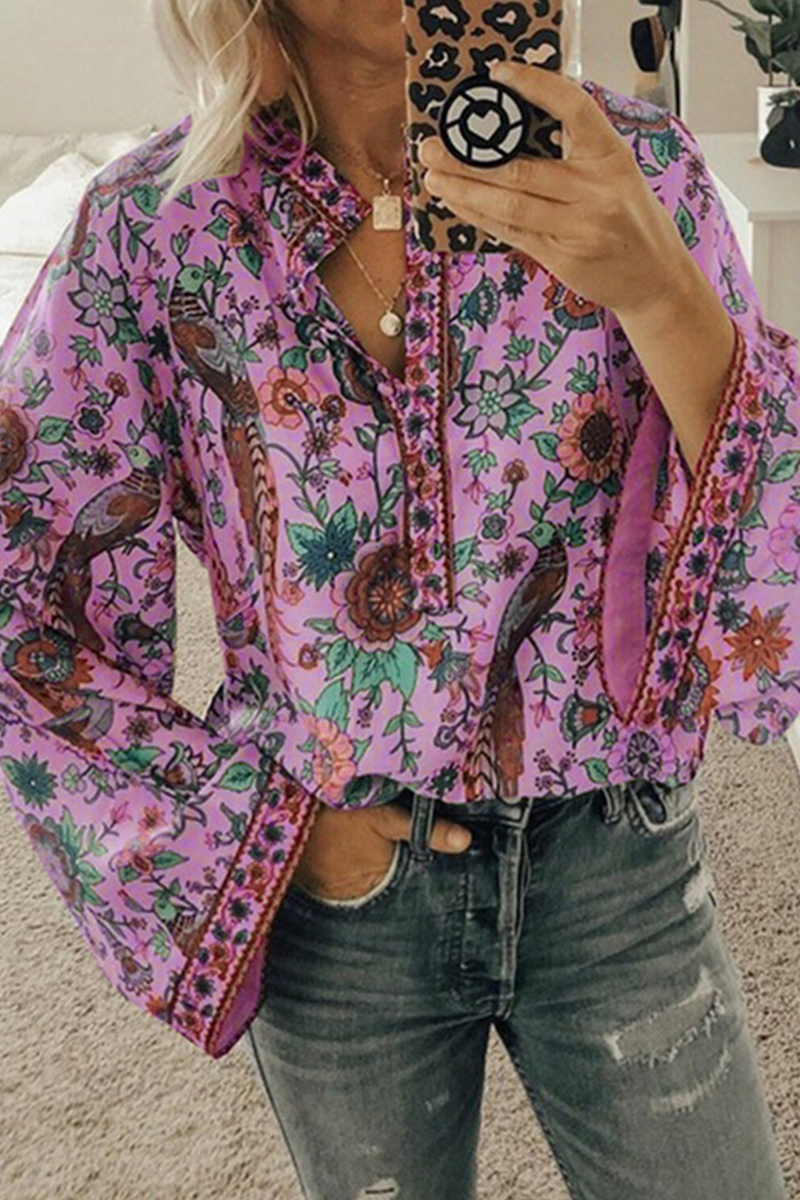 Riza - printed loose casual shirt