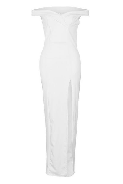 Women's Off-Shoulder Evening Gown - Floor-Length - High Slit - Elegant Formal Wear