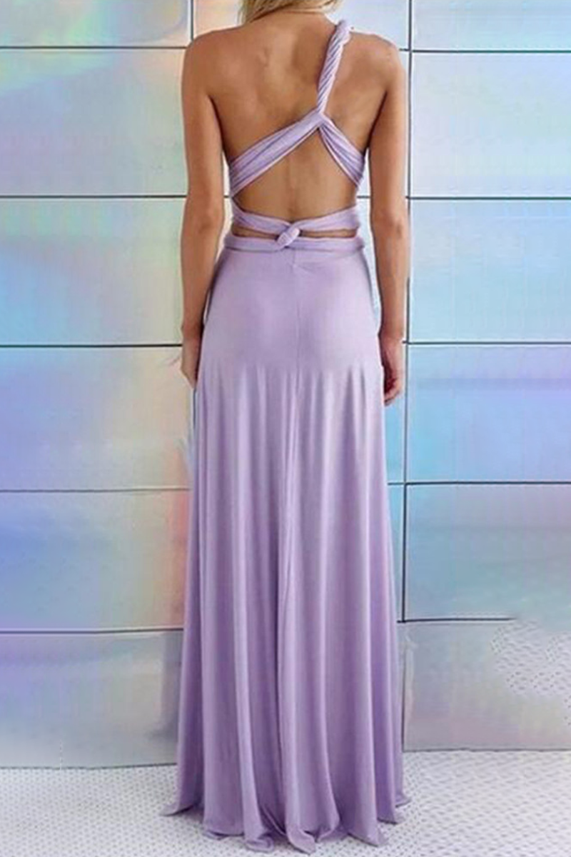 Women's Maxi Dress - Halter Neck - Backless - High Slit - Flowy Elegant Fit