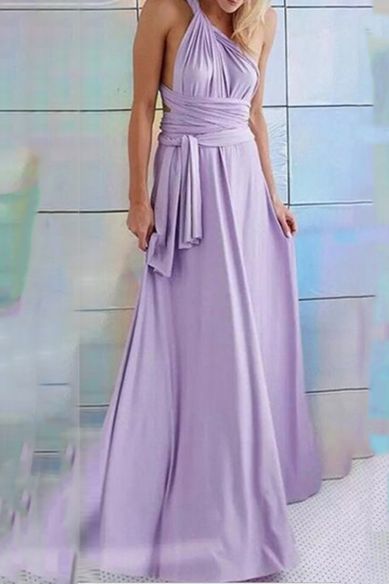 Women's Maxi Dress - Halter Neck - Backless - High Slit - Flowy Elegant Fit