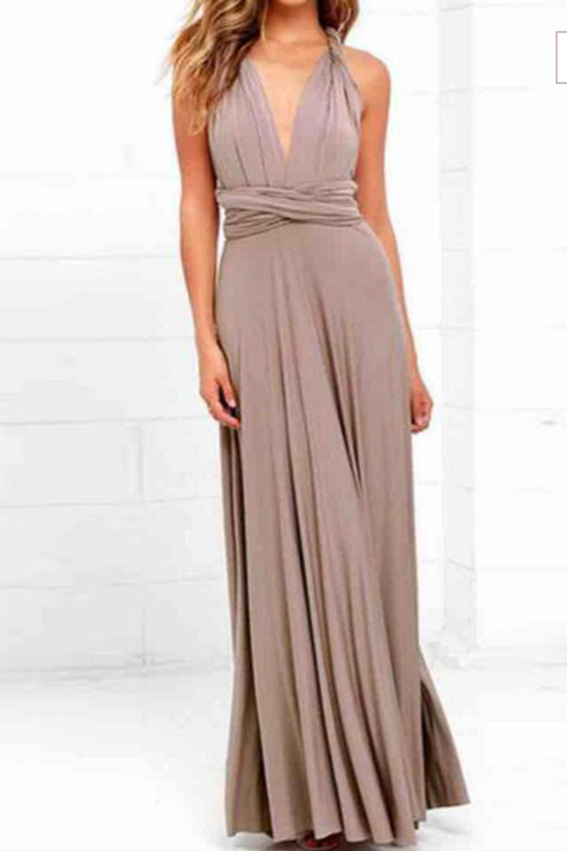 Women's Maxi Dress - Halter Neck - Backless - High Slit - Flowy Elegant Fit