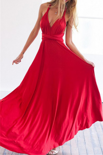 Women's Maxi Dress - Halter Neck - Backless - High Slit - Flowy Elegant Fit