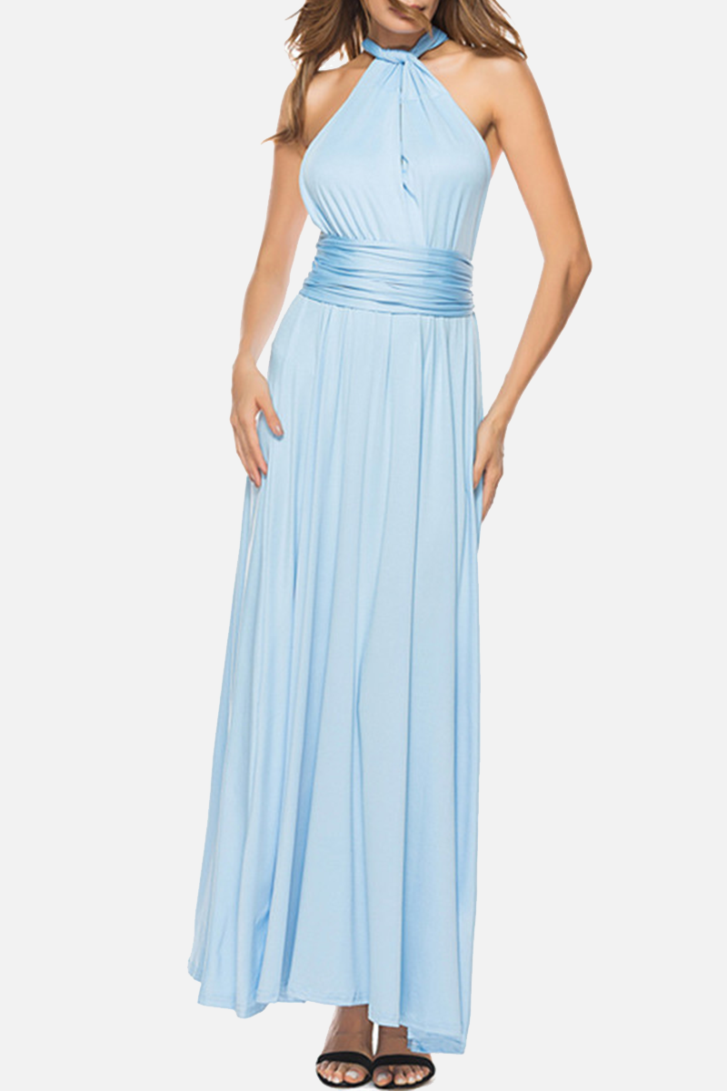Women's Maxi Dress - Halter Neck - Backless - High Slit - Flowy Elegant Fit