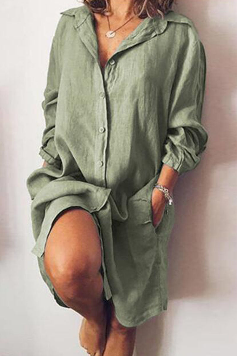 Bea - long sleeves dress with turndown collar