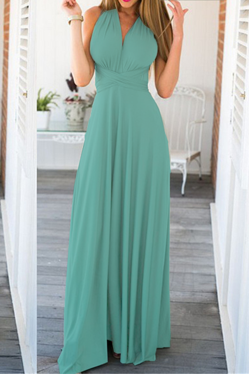 Women's Maxi Dress - Halter Neck - Backless - High Slit - Flowy Elegant Fit