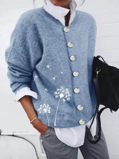 Women's Knit Cardigan - Button-Up Loose Fit - Soft Wool Blend - Long Sleeve Stylish Layer