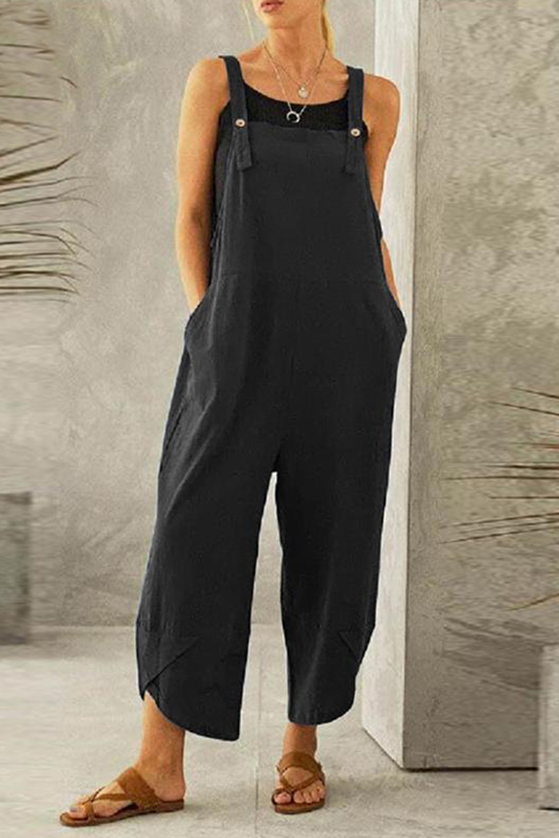 Women's Jumpsuit - Loose Fit - Adjustable Straps - Breathable Fabric - Ankle Length
