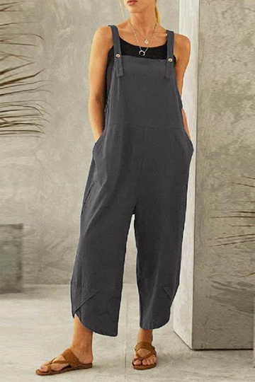 Channel - casual buttons capris loose jumpsuit