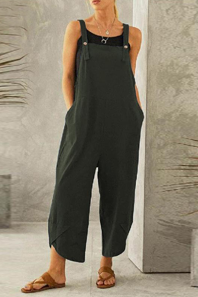 Women's Jumpsuit - Loose Fit - Adjustable Straps - Breathable Fabric - Ankle Length