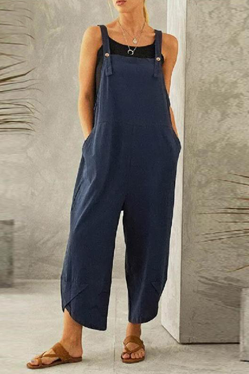 Women's Jumpsuit - Loose Fit - Adjustable Straps - Breathable Fabric - Ankle Length