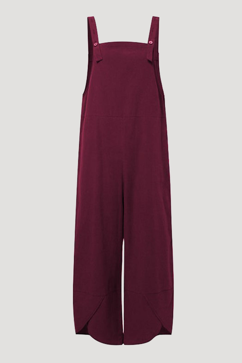 Women's Jumpsuit - Loose Fit - Adjustable Straps - Breathable Fabric - Ankle Length