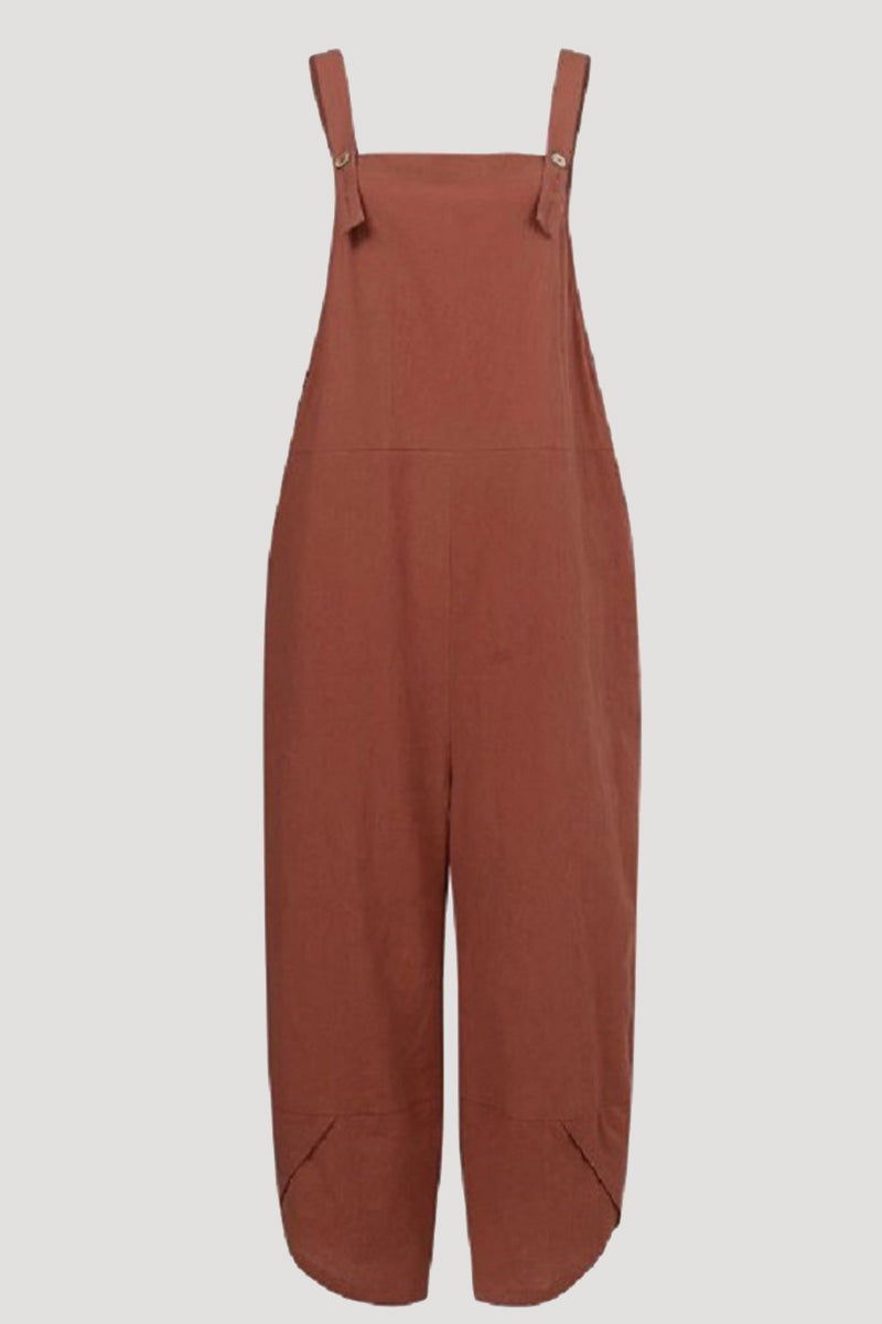 Women's Jumpsuit - Loose Fit - Adjustable Straps - Breathable Fabric - Ankle Length