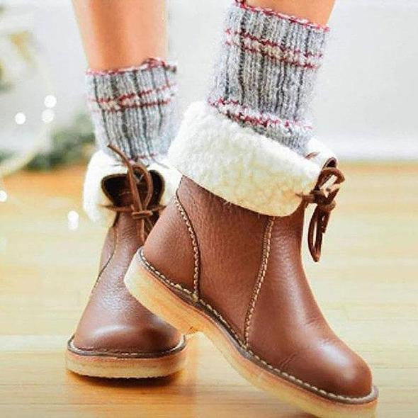 Women's casual lace-up snow boots