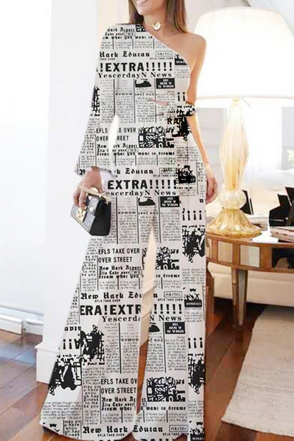 Rosel - fashion print one shoulder three quarter two pieces