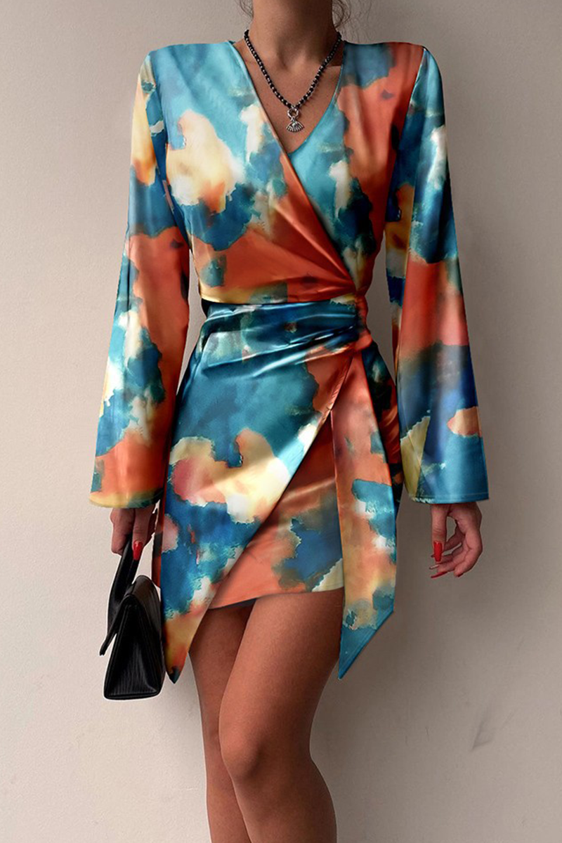 Koko - fashion tie-dye V-neck pencil skirt dress