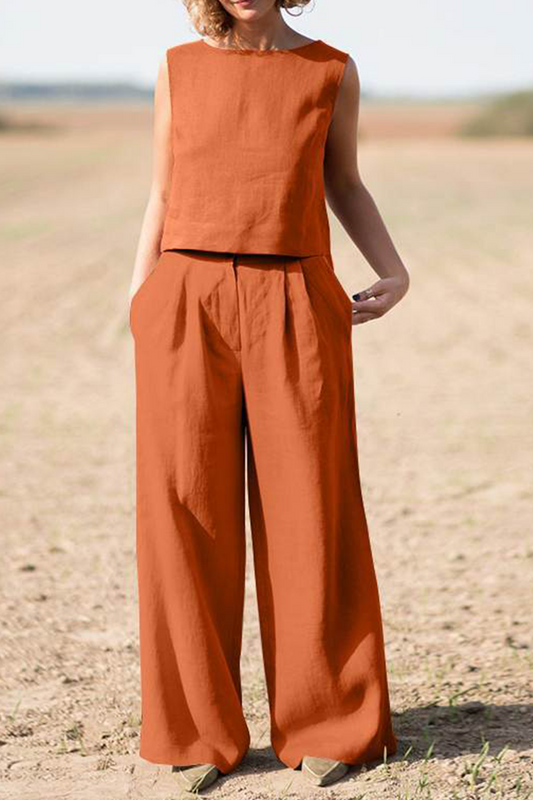 High-Waisted Wide-Leg Two-Piece Set
