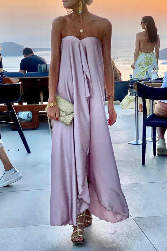 Flowy Strapless Evening Maxi Dress