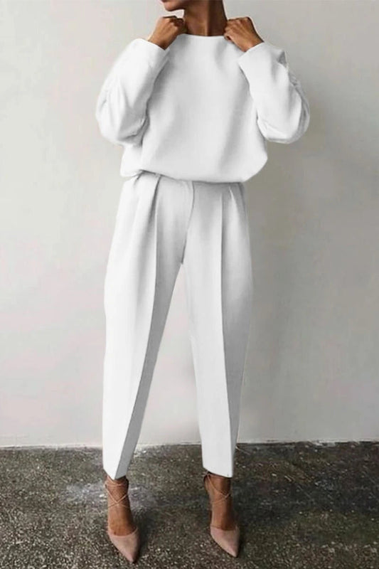 Casual O-Neck Top And Long Pants Set