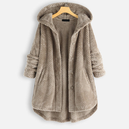Women's double-faced fleece hooded jacket