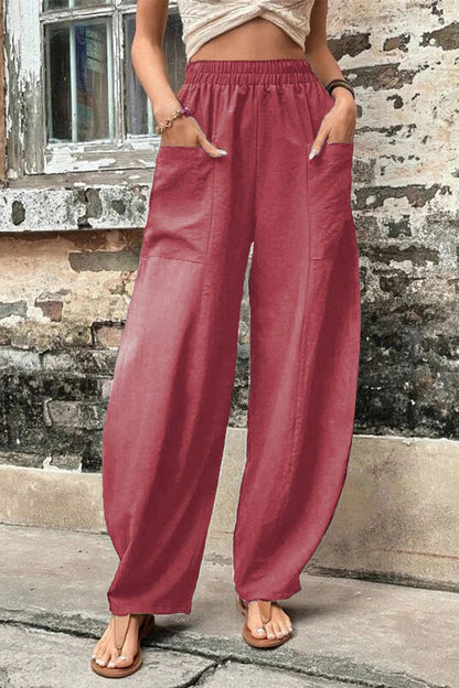 Mahina - casual loose pocket high waist harlan pants