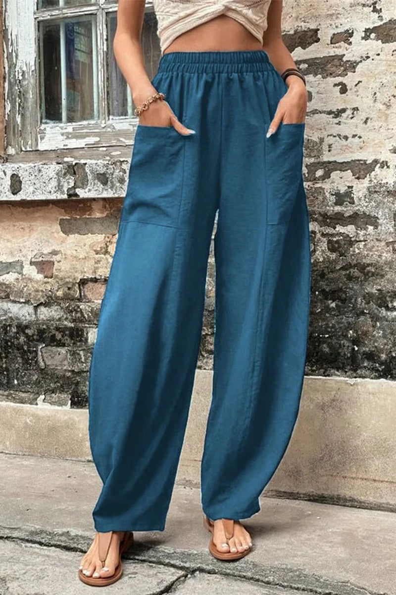 Mahina - casual loose pocket high waist harlan pants