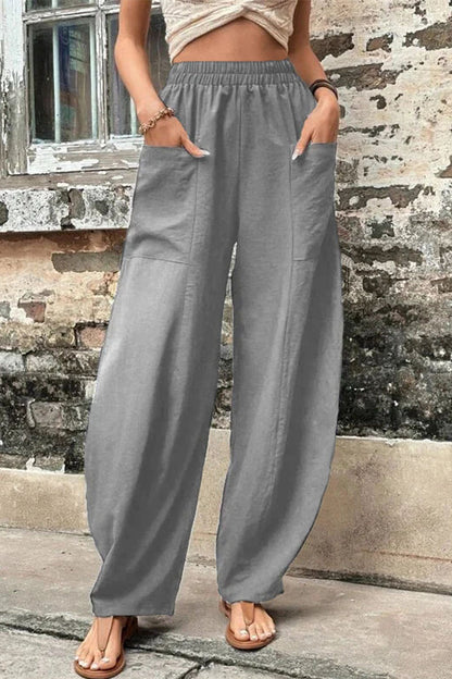 Mahina - casual loose pocket high waist harlan pants