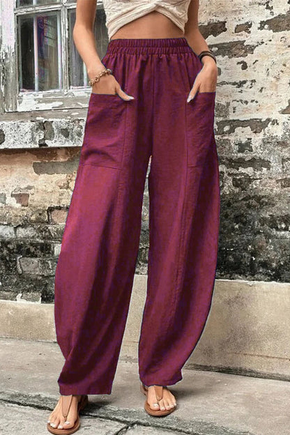 Mahina - casual loose pocket high waist harlan pants