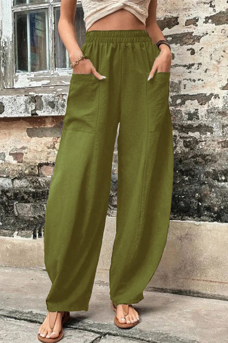 Mahina - casual loose pocket high waist harlan pants